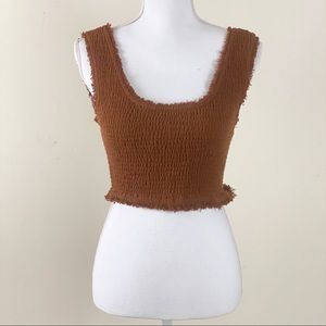 Free People Ribbed Cropped Fringe Crop Top